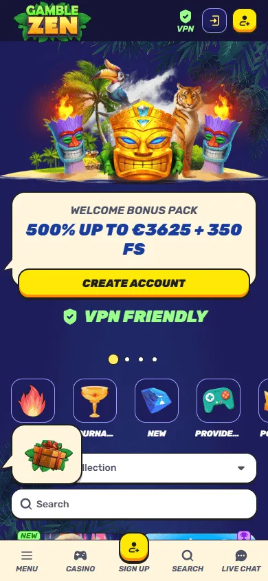 Gamblezen Casino mobile games screen